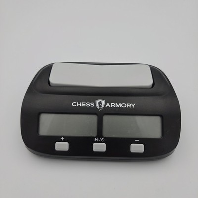 Chess Armory Digital Chess Clock Timer Bonus Delay Black Silver Tested Working