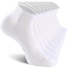 5 Pairs Ankle Compression Socks for Men and Women Running Athletic Socks, Whi...