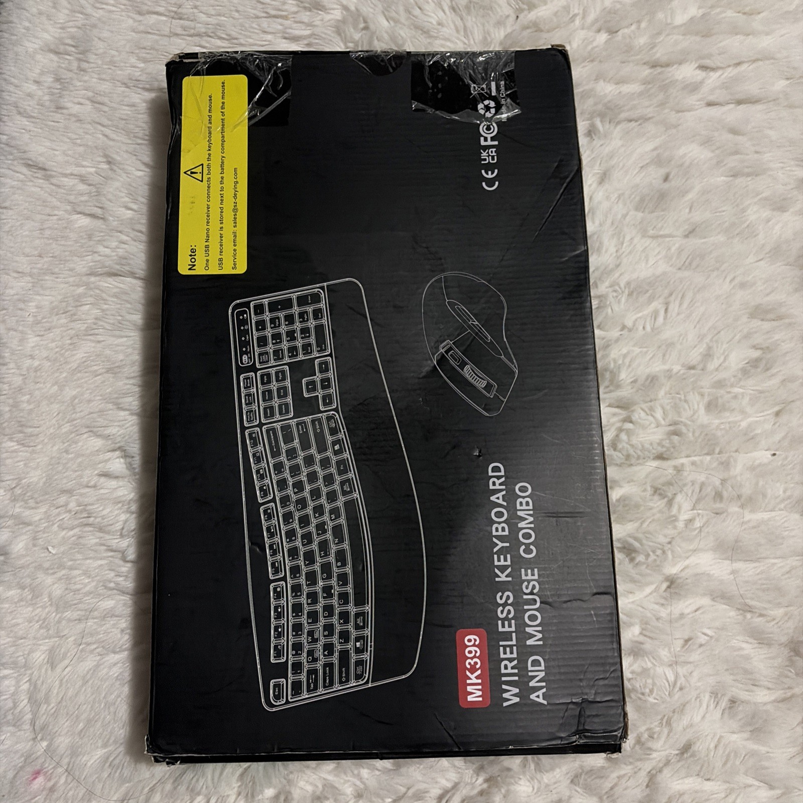 MK399 Ergonomic Wireless Keyboard and Mouse Combo 2.4G Wave Keys Black ...