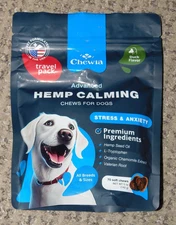 New Chewia Advanced Hemp Calming Chews for Dogs, Duck Flavor, 5 oz, BB 8/2025