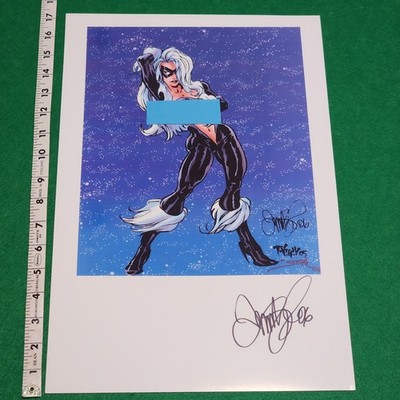 Tim Vigil Signed Print Black Cat Pin-Up Art Print Topless 2006 11x17 Marvel