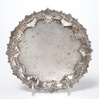 Charles Stuart Harris Antique Victorian Sterling Silver Small Salver Tray 6"dia