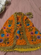 Handmade Baby Jesus Outfit, Traje de Ni o Dios Bordado, Naranja/Orange 40cm