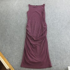 James Perse Dress Womens 2 Purple Ruched Tank Bodycon Jersey Midi Scoop Neck