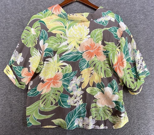 Volcom Women’s Sz Small Floral Short Sleeve Cropped Button Up Hawaiian Shirt - Picture 2 of 12