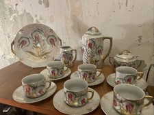 Jugendstil Kaffeeservice 6 Pers. Eamag Alt Schönwald Bavaria Porzellan Goldrand