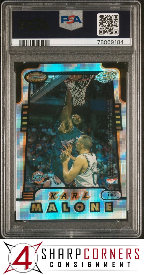 1996 BOWMAN'S BEST HONOR ROLL ATOMIC REFRACTOR PATRICK EWING-KARL MALONE PSA 8 - Image 2 of 4