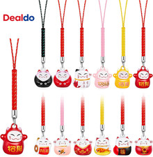 12 Pcs Lucky Cat Keychain Charms Maneki Neko Pendant Japanese Keychain Gifts Goo