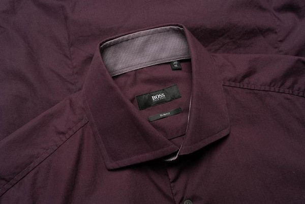 Men Hugo Boss Shirt Burgundy Cotton 36 / S / 44