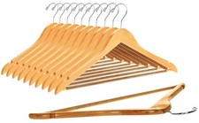 Quality Wooden Hangers - Slightly Curved Hanger Set - Solid Wood Coat Hangers...