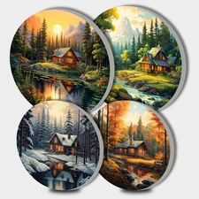 4 Pieces Family Round Stove Burner Covers Set,2 Pieces 8 Inches and 2 Pieces 10