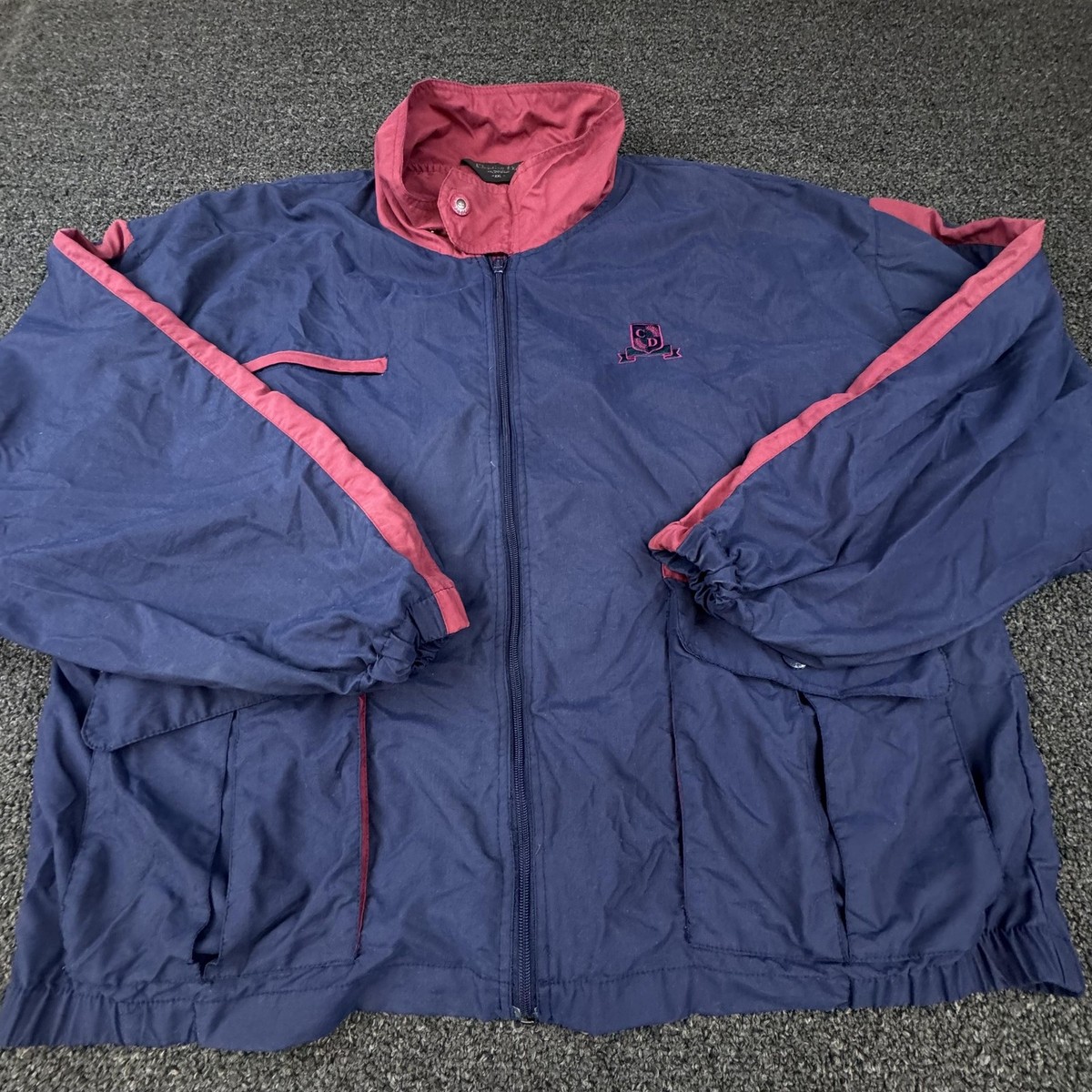 Vintage Christian Dior Monsieur Jacket Mens 2XL Navy Burgundy