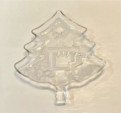 MIKASA STUDIO NOVA CHRISTMAS TREE CAT WINTER DINNER SERVING TRAYCRYSTAL PLATTER