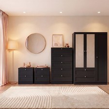 Vida Designs Altino 4 Piece Bedroom Wardrobe Drawers Chest Furniture Set