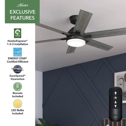 Hunter 52 Georgetown ENERGY STAR Ceiling Fan W/ LED Light, Remote - Contemporary - Picture 8 of 24