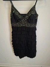 Sue Wong Black Nocturne Beaded Tier Dress Size 6