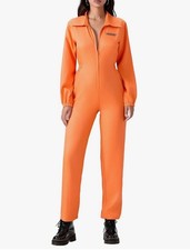 Orange Prisoner Jumpsuit Costume Adult Unisex Jail Inmate Cosplay