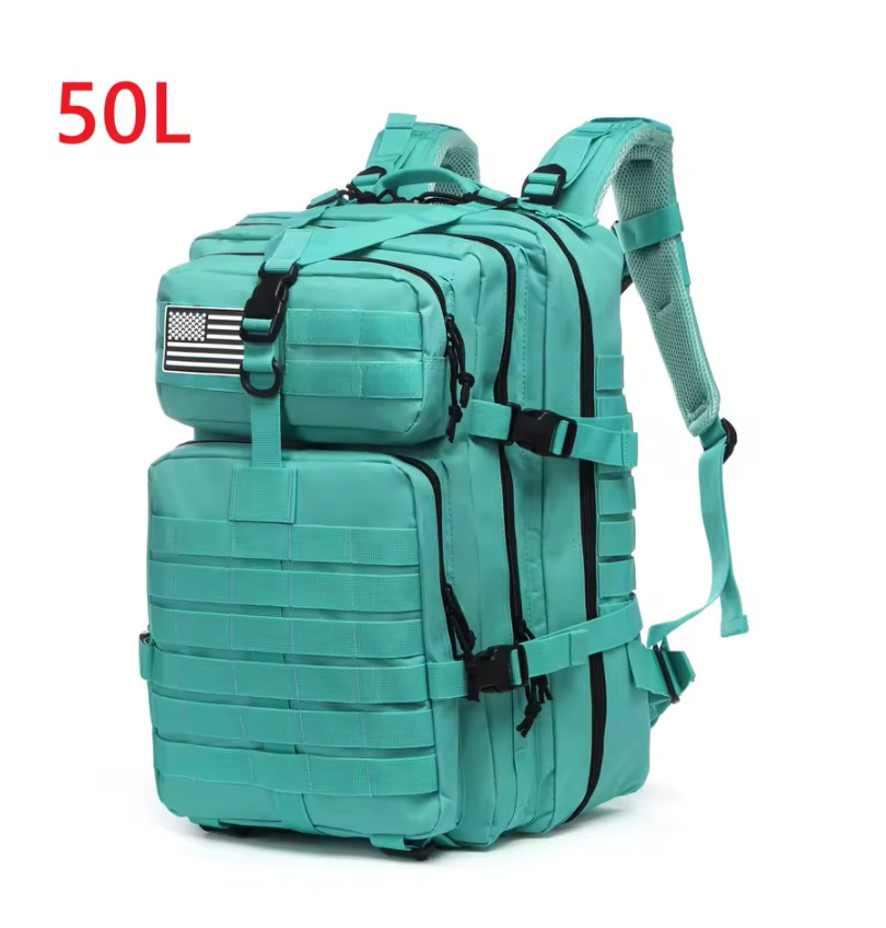 Sac tactique militaire cyan 50L en nylon haute densité anti-déchirure