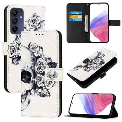 For Various Phone Cool Personality Skull Card Wallet Case Bag Flip Stand Cover 