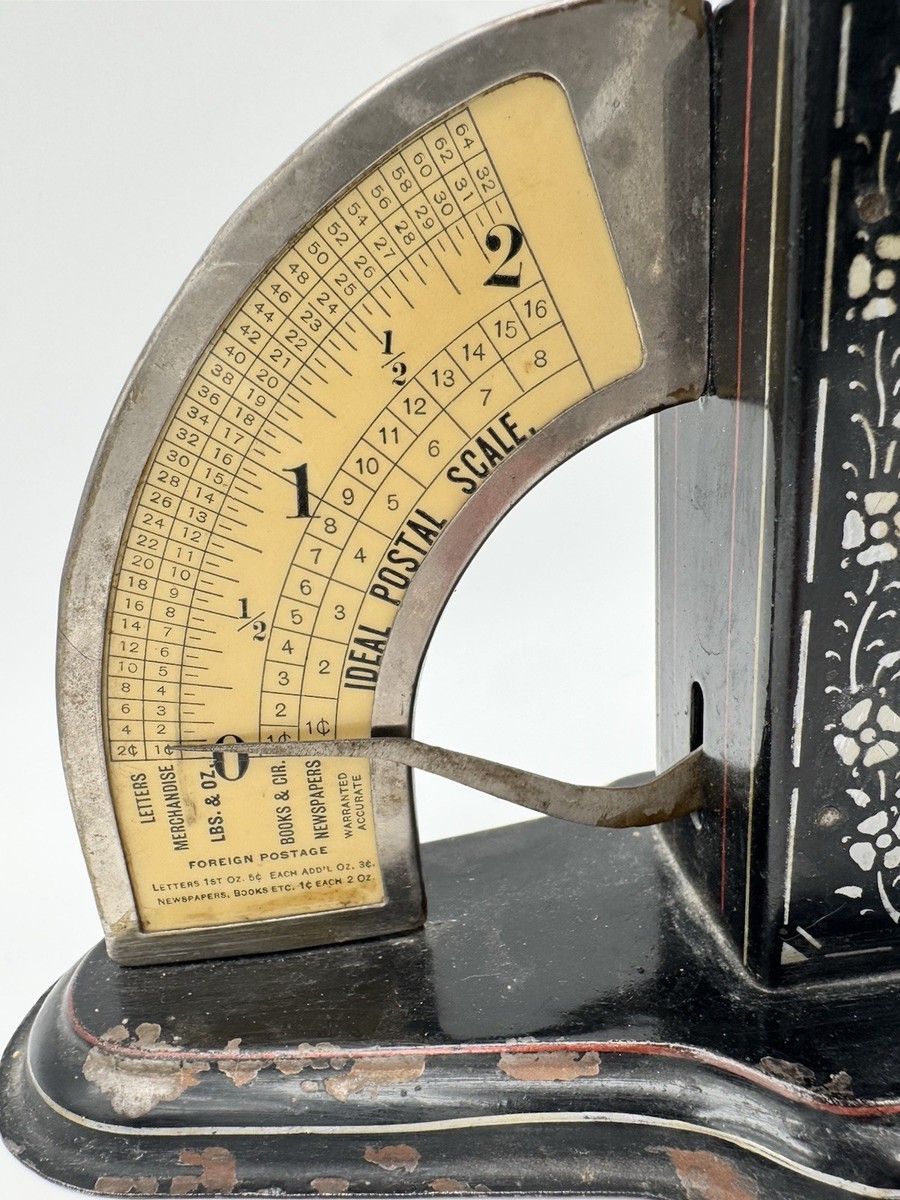 Antique Triner Postal Scale Japanned Metal Floral Chicago USA Pat