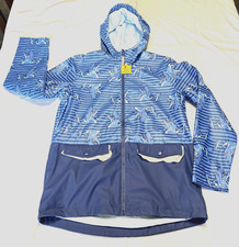 Cat Jack Youth Boys XL 14 Hooded Waterproof Jacket Rain Coat Blue T-Rex NEW