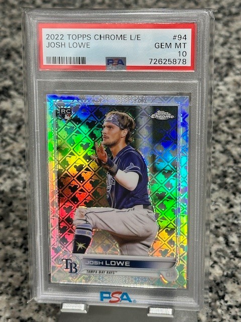 JOSH LOWE 2022 TOPPS CHROME LOGOFRACTOR #94 RC PSA 10 GEM MINT