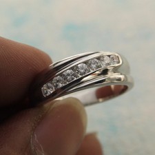 14K White Gold Plated 1Ct Round Lab Created Diamond Wedding Band Engagement Ring