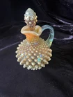 Fenton Aqua Opalescent Hobnail Cruet with Stopper Carnival Glass