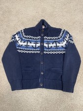 Brooks Brothers Red Fleece Sweater Mens Large Shawl Collar Cardigan Anchor