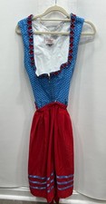 Steindl Trachten Salzburg Dirndl Womens 40 Blue Red Apron Dress Oktoberfest