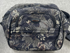 Vtg Jaguar Floral Tapestry Bag Luggage Weekender Cosmetic Carryon 12x10