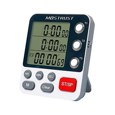 Digital Dual Kitchen Timer, 3 Channels Count UP/Down Timer, Cooking Timer, 