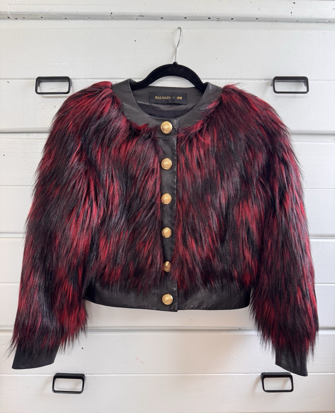 BALMAIN x H&M Leather + Fur Jacket thumbnail 4