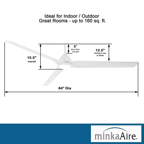 Minka Aire Java Xtreme 84" Ceiling Fan - Flat White 3-Blade Remote Control - Picture 3 of 5
