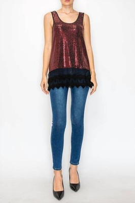 Origami Women's Sparkly Tank Top Red