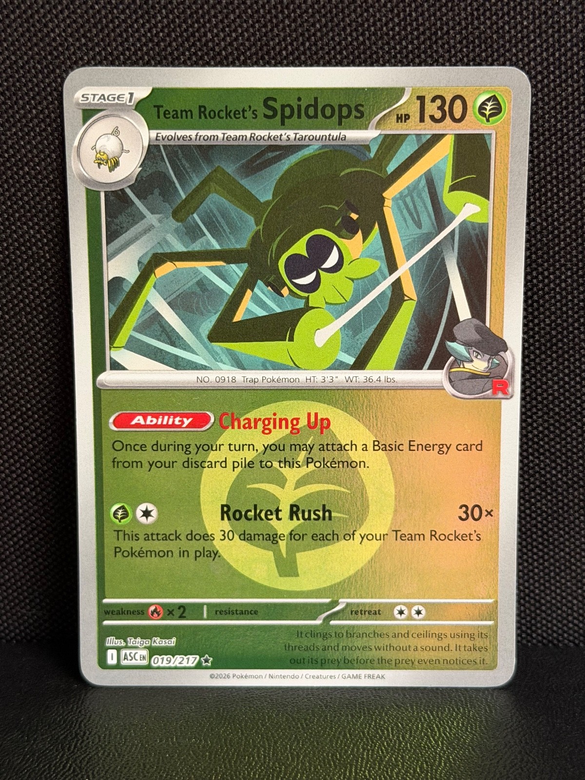 Team Rocket's Spidops Energy Symbol Reverse Holo ME: Ascended Heroes 019/217 NM