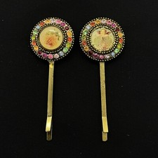 Hair clip pin Michal Negrin Crystals Flowers Made in Israel