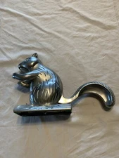 Vintage Squirrel on Log Nut Cracker Silver Aluminum Metal Taiwan Nice Quality