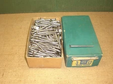 1 BOX VINTAGE 3" NICKLE PLATED BRASS SLOTTED WOOD SCREWS SOUTHERN SCREW CO USA