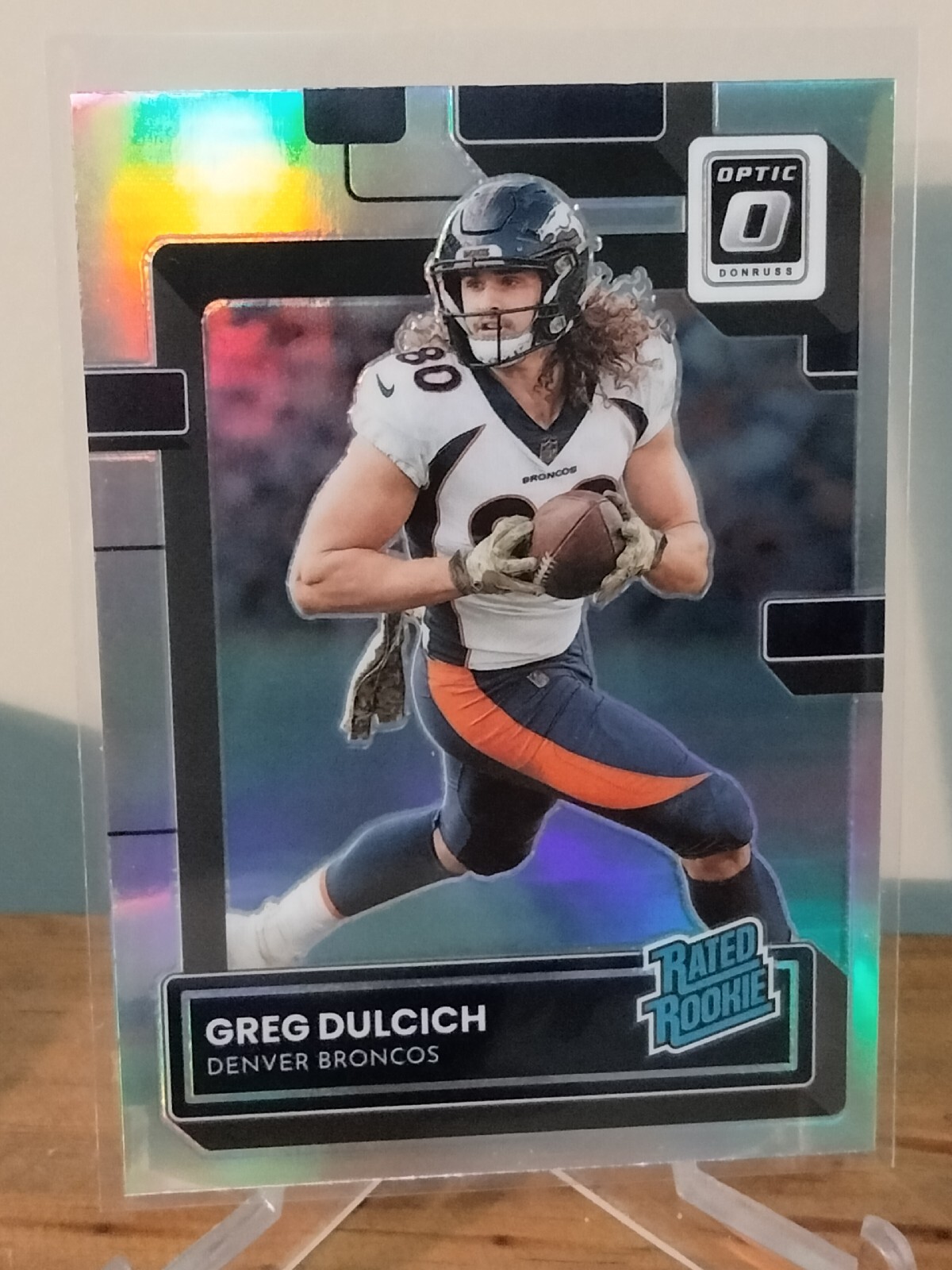GREG DULCICH 2022 Panini DONRUSS OPTIC SILVER PRIZM RATED ROOKIE #288 Denver TE