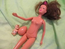 PREGNANT brunette fashion doll with bump and baby and wears crown ...