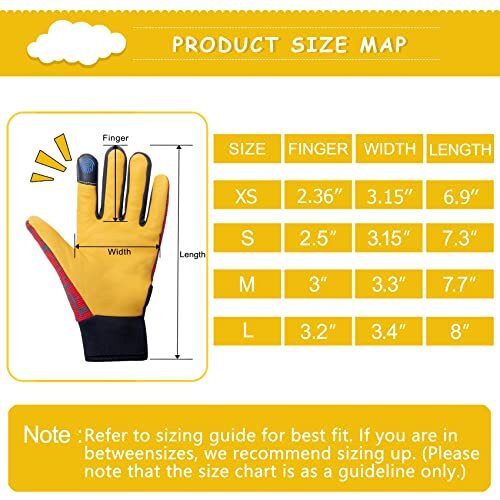 Kids Genuine Leather Work Gloves, Safety Gloves, X-Small (2-3 Years Old) Red - Picture 2 of 7