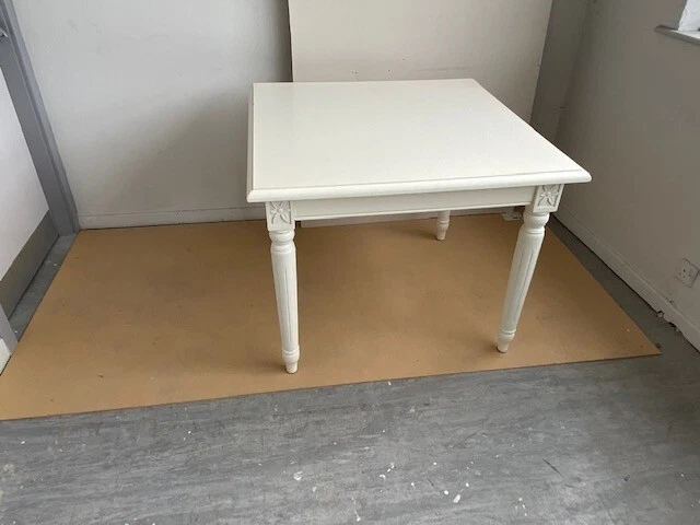 Small Square Aged Cream Dining Table