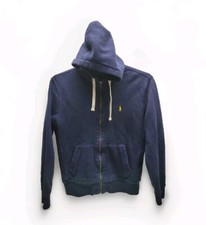 Vintage Y2K Men's M Polo Ralph Lauren Jacket Drawstring Full Zip Hoodie Navy