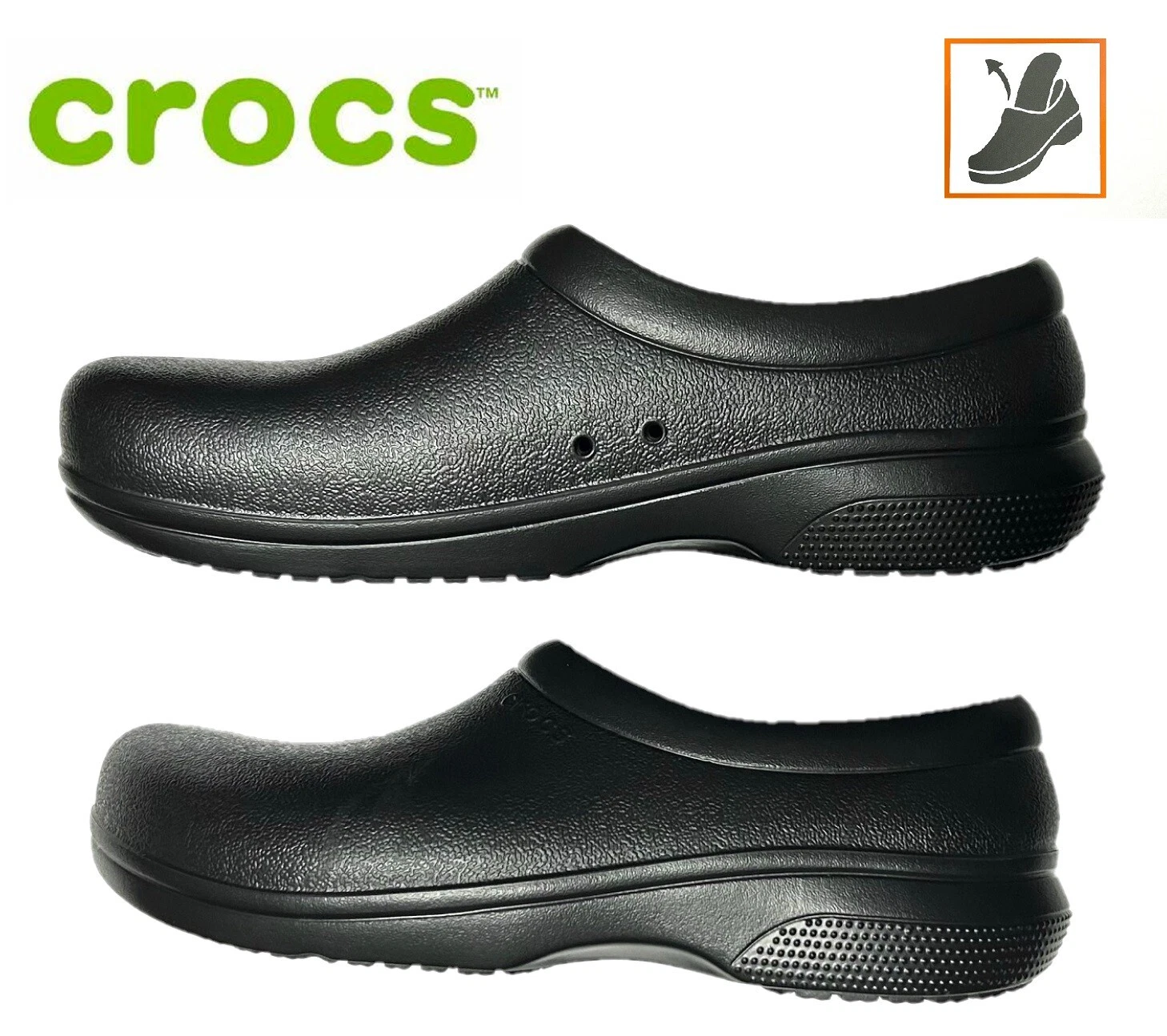 Crocs On The Clock Slip Resistant Shoes Work Slip On Mens Size 12 Black