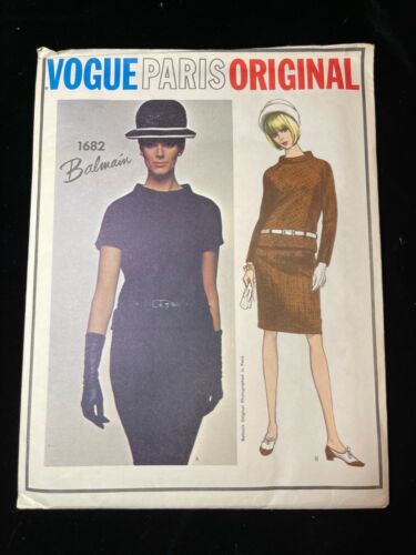Vogue paris original vestido de una pieza de patrones de costura 1682 Talla 16 1960s Balmain
