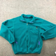 Vintage Patagonia Jacket Womens 12 Blue Teal Fleece Full Zip Pocket