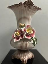 Vintage Large Italian Capodimonte Ceramin Flower Double Handle urn/ Vase