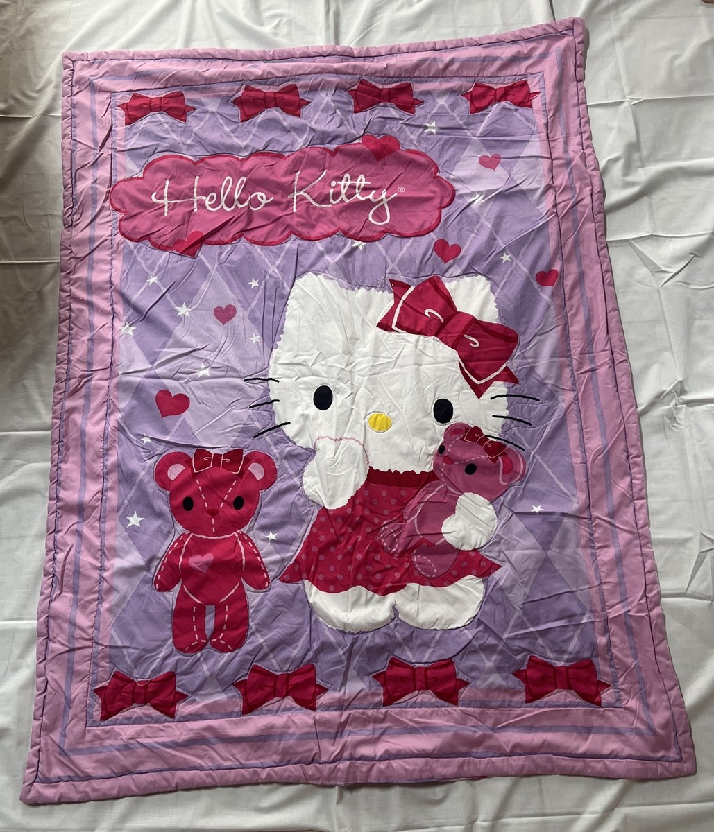 Sanrio Hello Kitty Quilted Blanket Double Sided Super Soft 56”x40