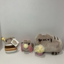 GUND Pusheen Plush Lot Popcorn Mini Movie Night Affogato Cappuccino Cat Bundle